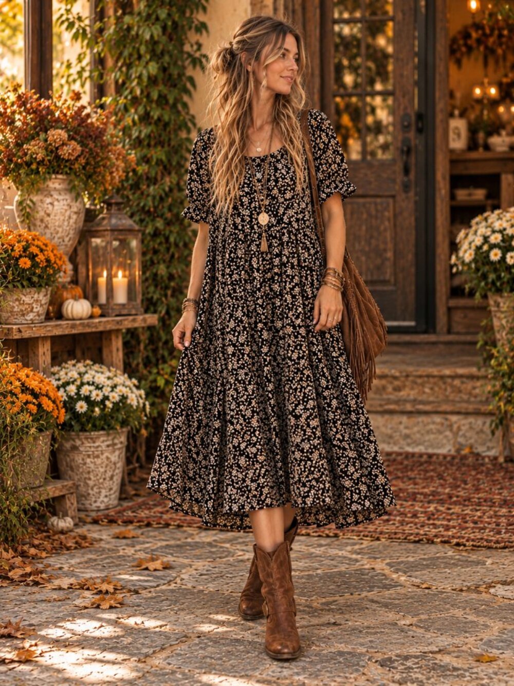 Aerie Flowy Midi Floral Dress